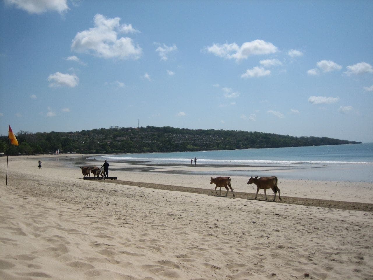 Jimbaran Bay Beach crescent of golden sand showing the peaceful fishing village atmosphere