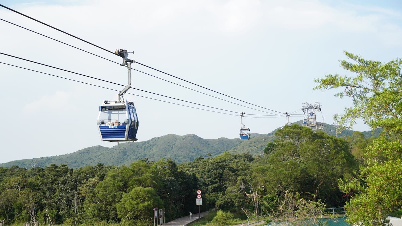 Cable car in Ngong Ping village, Lantau Island
