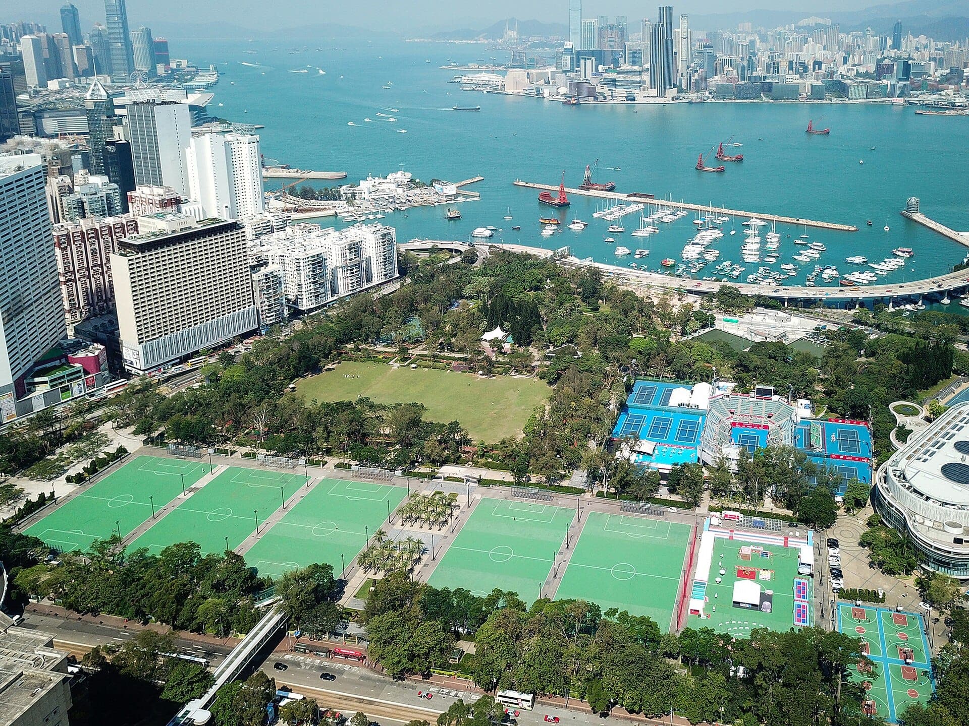 Aerial view of Victoria Park, Causeway bay