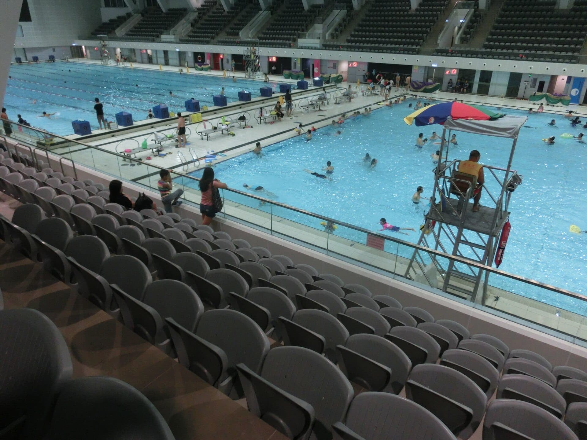 Victoria Park Swimming Pool next to Causeway Bay park, featuring heated indoors and multi-purpose pools year round