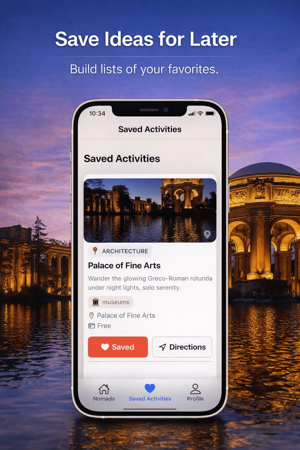 Save your favorite activities for later